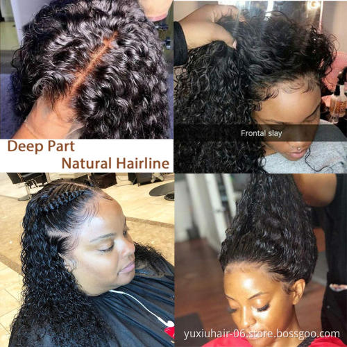 Wholesale Free Shipping Cuticle Aligned Unprocessed Brazilian Water Wave Virgin Human Hair Full Lace frontal Wig For Black Women
